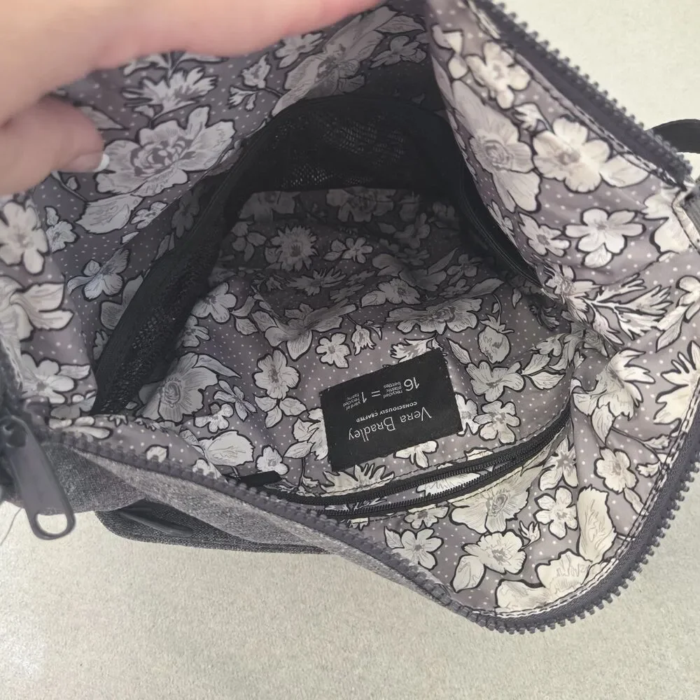 Vera Bradley ReActive Hipster Crossbody Bag Heather Gray 29562-13013 Minimalist